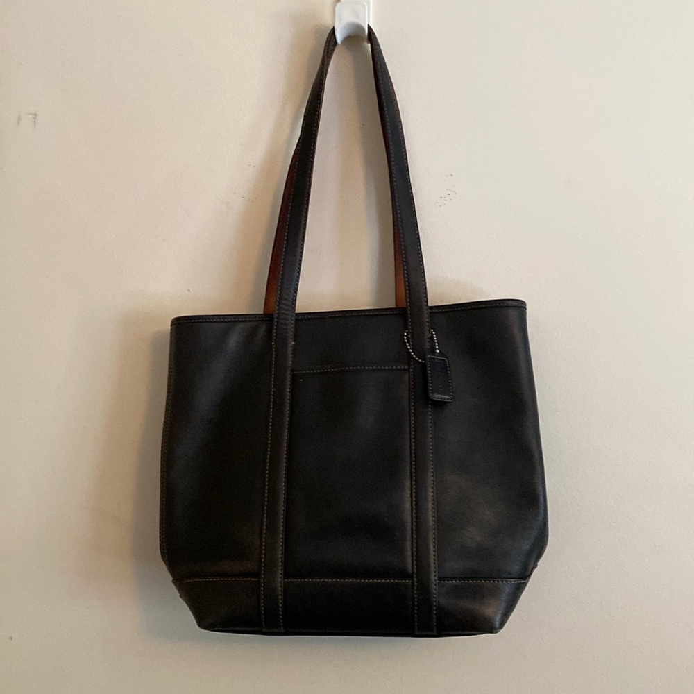 Dark Brown Leather Coach Handbag Purse Genuine Leather Hampton 5187 Tote
